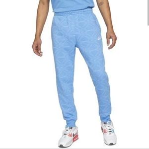 NWT Nike Sportswear Club Fleece All Over Print Carolina Blue Joggers Men XXL 2XL